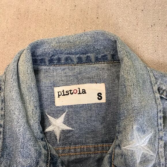Pistola Women Denim Cropped Jacket Sm Brando Star Cut-Off Denim Jacket in Zodiac - Picture 12 of 13